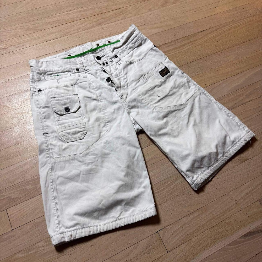 G-Star Raw Army Loose 1/2 White Cargo Shorts Mens Size 31 Utility Denim 91305